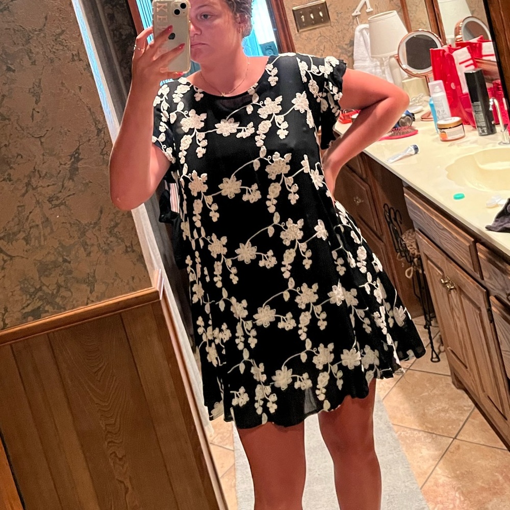 Black and white mini dress